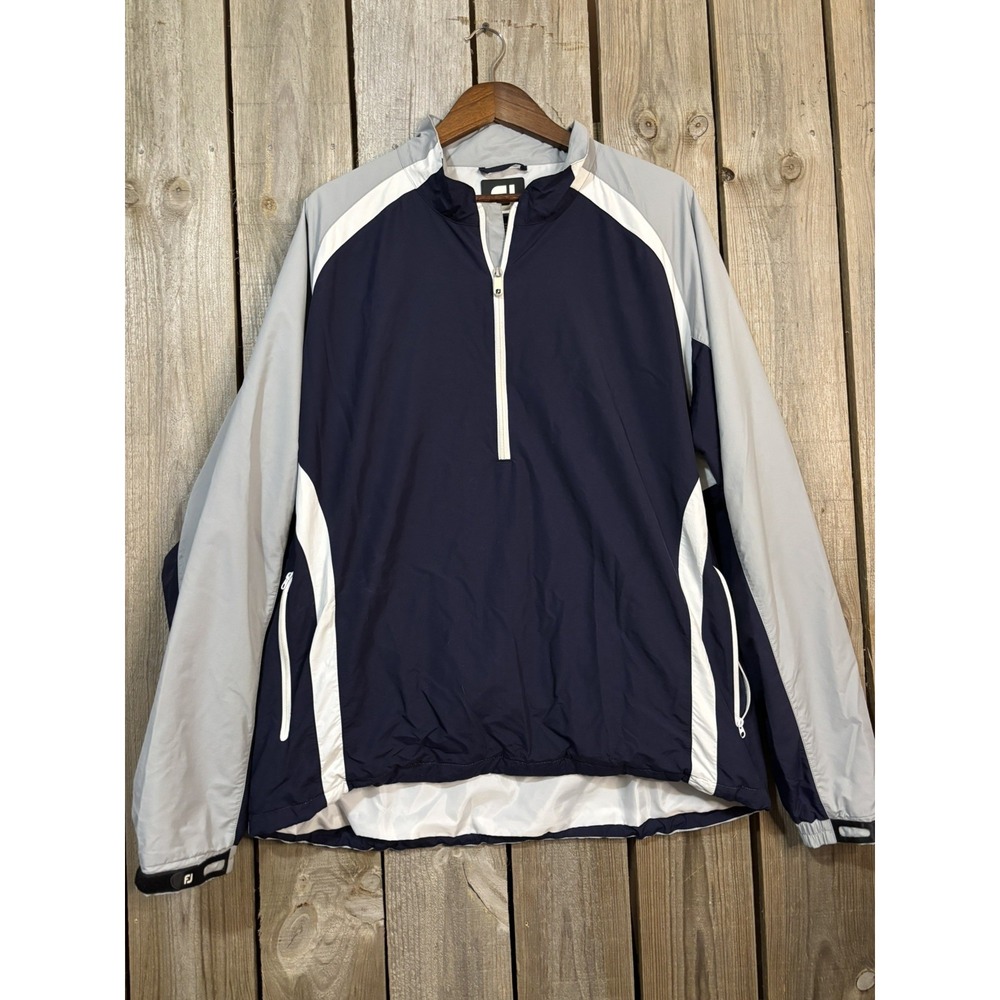FootJoy FJ Golf Windbreaker Half Zip 🏌️ Navy‎ Gray XL